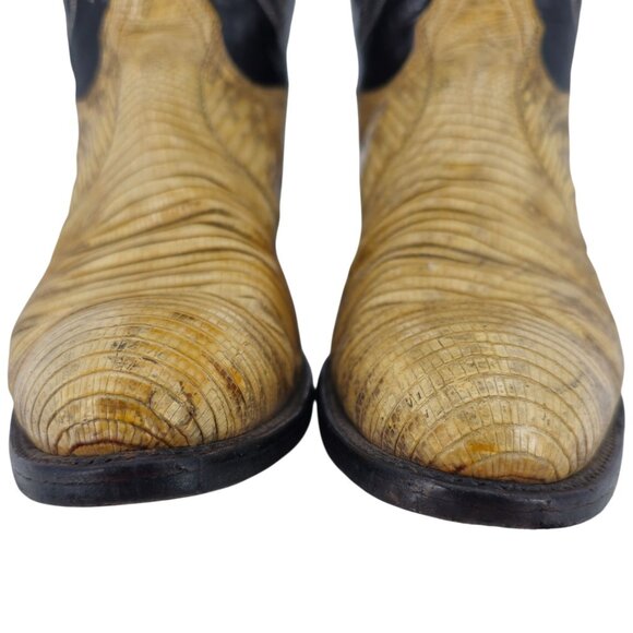 Vintage Tony Lama Exotic Natural Teju Lizard Cowboy Boots Mens 9.5D Gold Label - Picture 11 of 16
